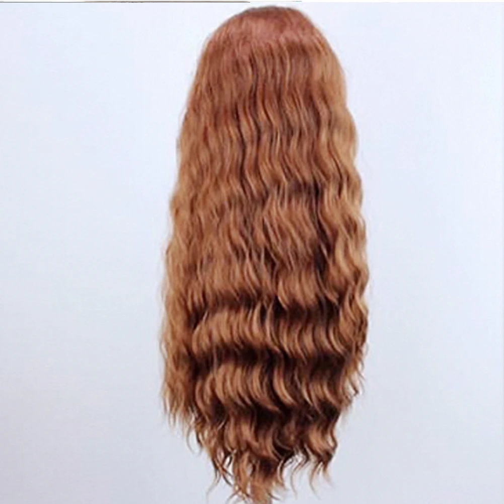 RONGDUOYI Long Lace Wig Synthetic Lace Front Wigs for Women Side Part Wavy Wig Brown High Temperature Hair Cosplay Wigs