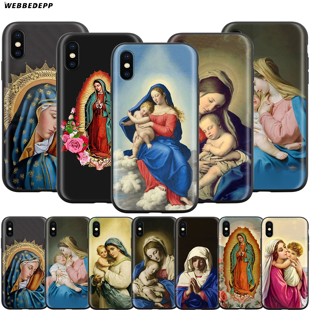 

Webbedepp Virgin Mary Christian Christmas Case for Apple iPhone 11 Pro XS Max XR X 8 7 6 6S Plus 5 5S SE