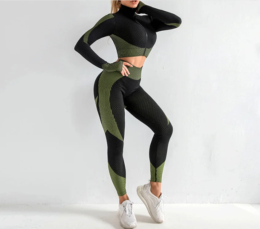 Seamless Women Yoga Sets Female Sport Gym Suits Wear Running Clothes Women Fitness Sport Gym Set Women Long Sleeve Yoga Clothing