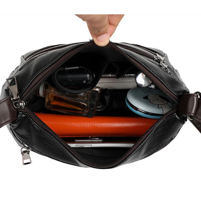 Women Simple PU Leather Single Crossbody Bags Large Capacity Tote Bags Female Multi Pocket Shoulder Handbag Travel bolso mujer