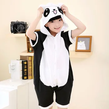 

panda onesie short overall Kids Animal chl chis Pajama Cotton Cartoon Cosplay Hoodie Sleepwear панда одежда