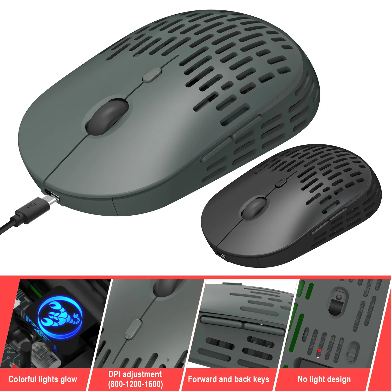 Buy New Wireless Light Emitting Porous Gaming Model O Mouse Standard 2 4g Single Mode Charging Wireless Mouse Mute Mouse Online In Taiwan
