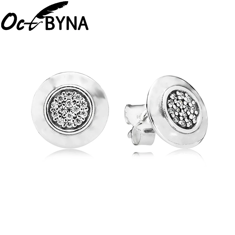 Блестящие темпераментные круглые серьги-гвоздики Octbyna модные ювелирные изделия