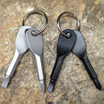 

Stainless Steel Mini EDC Multifunction screwdriver set Key Shape Slotted screwdriver Keychain Pocket Repair Removal screw Tool