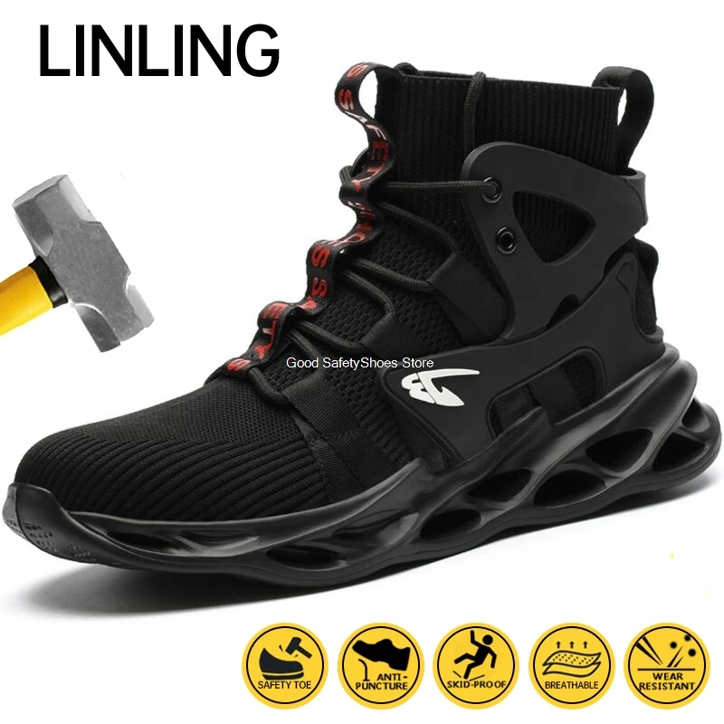 Men Safety Work Boots Steel Toe Puncture-Proof Sneakers
