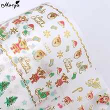 Monja 12 стилей/лист дизайн ногтей Рождественская наклейка зима Рождество Санта Клаус DIY ногтей самоклеющиеся декоративные наклейки для маникюра