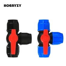 1/" 3/4" " 2" 3/Трехходовой Пластик шаровой клапан для пальцев, искусственные бриллианты, Т-образный PE быстрое соединение труб быстрая союза 20/25/32/40/50/63 мм