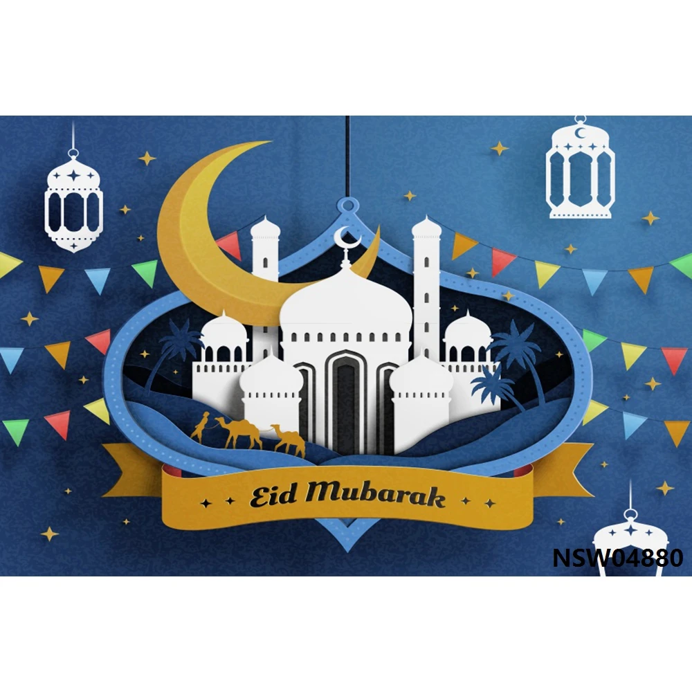 NSW04880 Yeele Eid Mubarak Рамадан фестиваль исламский замок мечеть сцена фотографические фоны фотография Фотостудия Фон Стена - Цвет: NSW04880