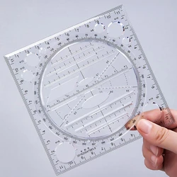 Multifunctional Drawing Ruler, Springhall Angle and Circle Maker Drawing Geometric Drawing Template Measuring Ruler Multipurpose
