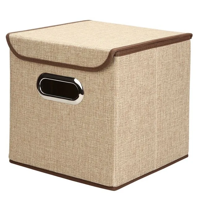 Складной квадратный хлопковый льняной ящик для хранения одежды большой шкаф прямоугольник ящик для хранения Органайзер с крышкой портативный контейнер - Цвет: 6