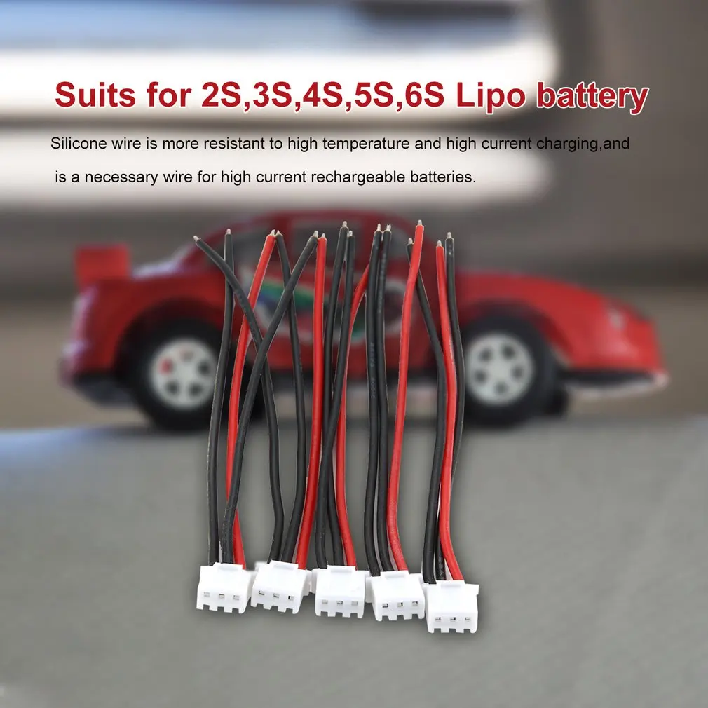 5Pcs Silicone Soft Line 100Mm Rc Drone Lipo Battery Balance Charger 2S 3S 4S 5S 6S 22Awg Cable For Lipo Battery