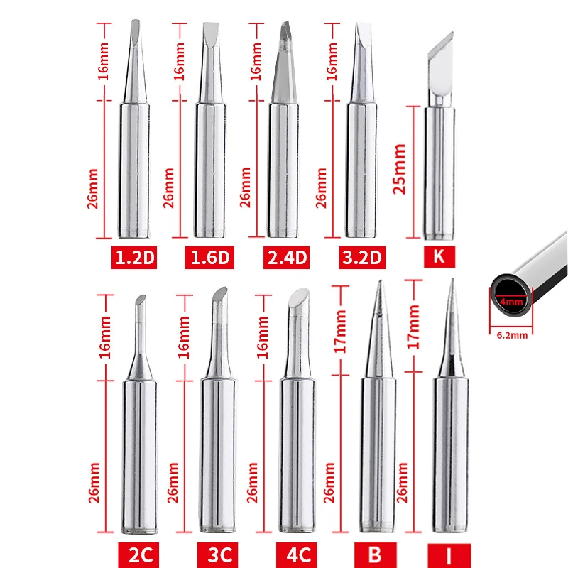 welding wire spool 5/12Pcs I+B+K+2.4D+3C Soldering Iron 900M-T Soldering Iron Head Set Inside Hot Bare Electric Soldering Iron Tip tool stainless flux core wire Welding & Soldering Supplies