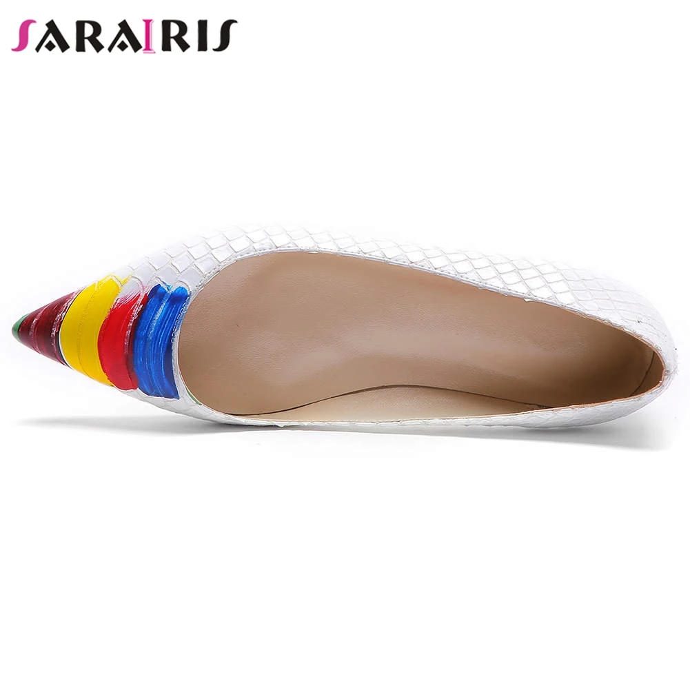 

SARAIRIS New Female Cool Casual Fretwork Flats 2020 Low Heels Flats Women Fashion Party Colorful Graffic Shoes Woman