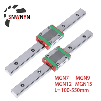 

3D Printer MGN12 MGN7 MGN15 MGN9 100mm 300 550 Miniature Linear Rail Slide 2pc MGN12 Linear Guide+2pc MGN12H Carriage CNC Parts