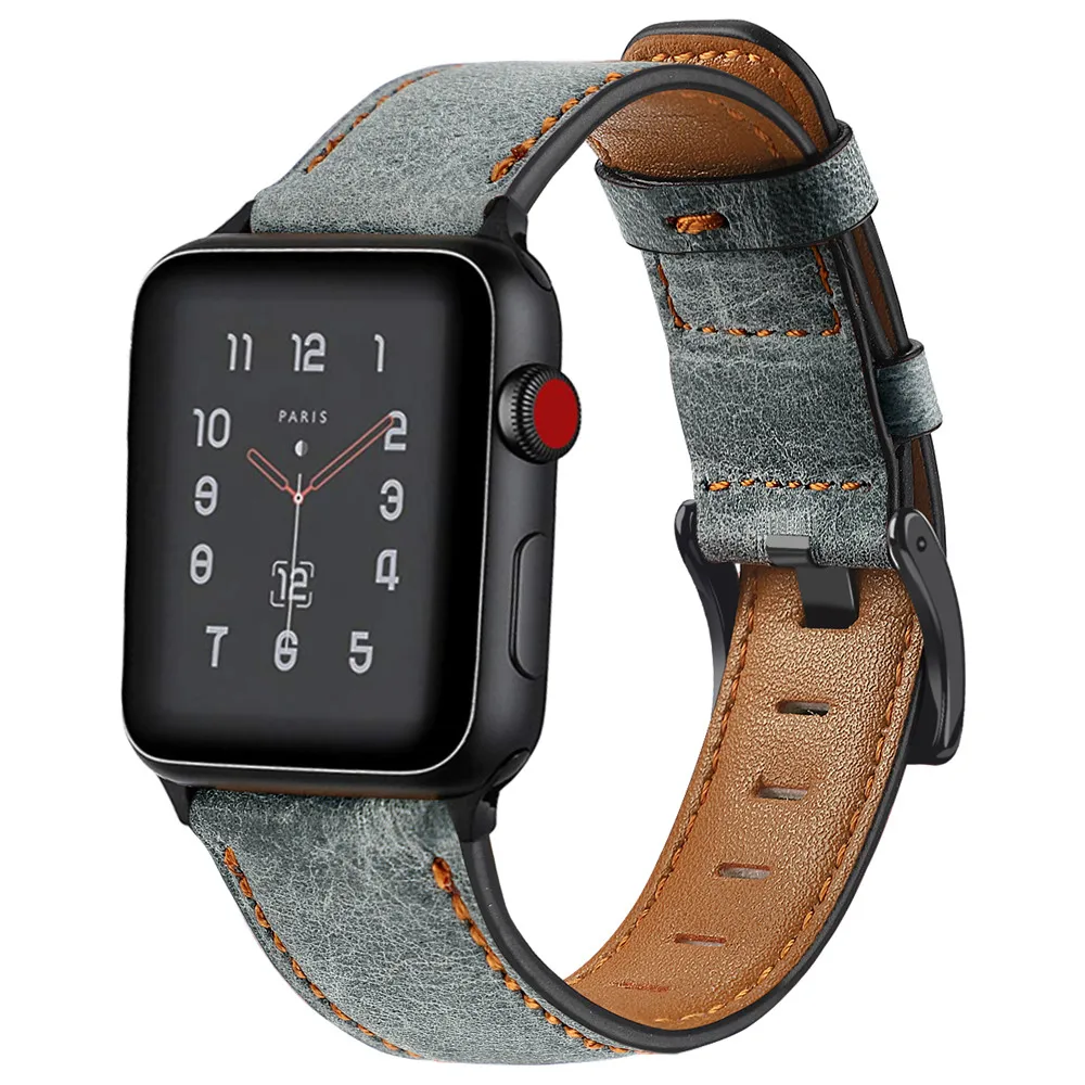 Ремешок из натуральной кожи ремешок для часов Apple Watch 44 мм 40 38 42 Замена ретро