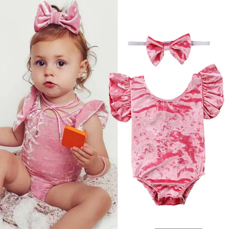 

2020 Kid Solid Color Pink Newborn Baby Girls Silk Shiny Bodysuit Romper Outfits Clothes
