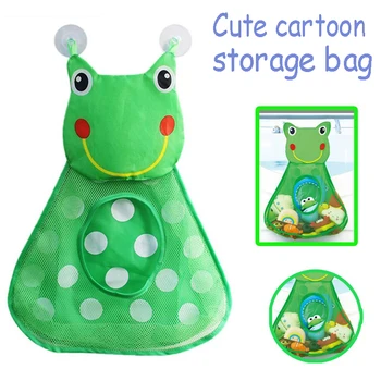 

Cute Duck Frog Folding High Quality Baby Bathroom Toy Mesh Child Bath Toys Storage Net Suction Cup Baskets Household Storage Bag