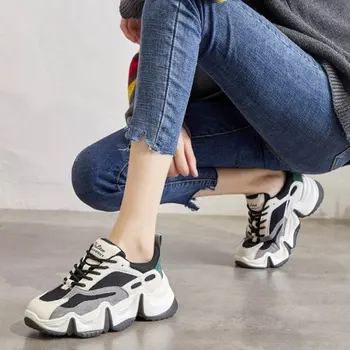 

2020 New Women's Sneakers Shoes Fashion Womens Shoes PU Muffin Bottom Shoes for Women Platform Sneakers Women's Vulcanize Shoes