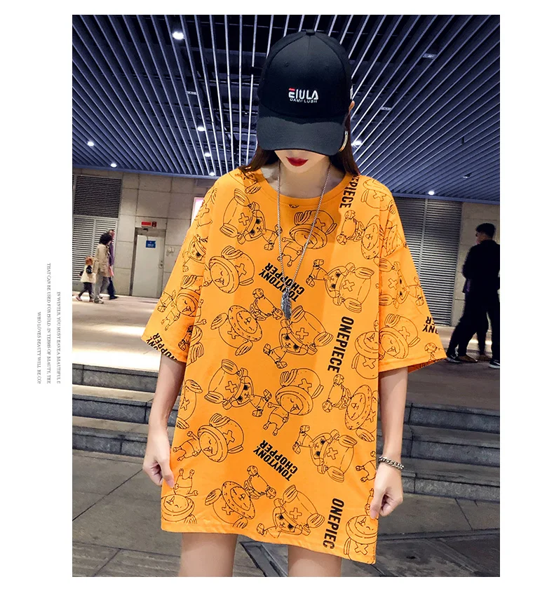 

harajuku Hip-Hop Women Oversize T shirt summer Womens Casual Loose T-shirts Female Korean Style short sleeve cartoon print Tops