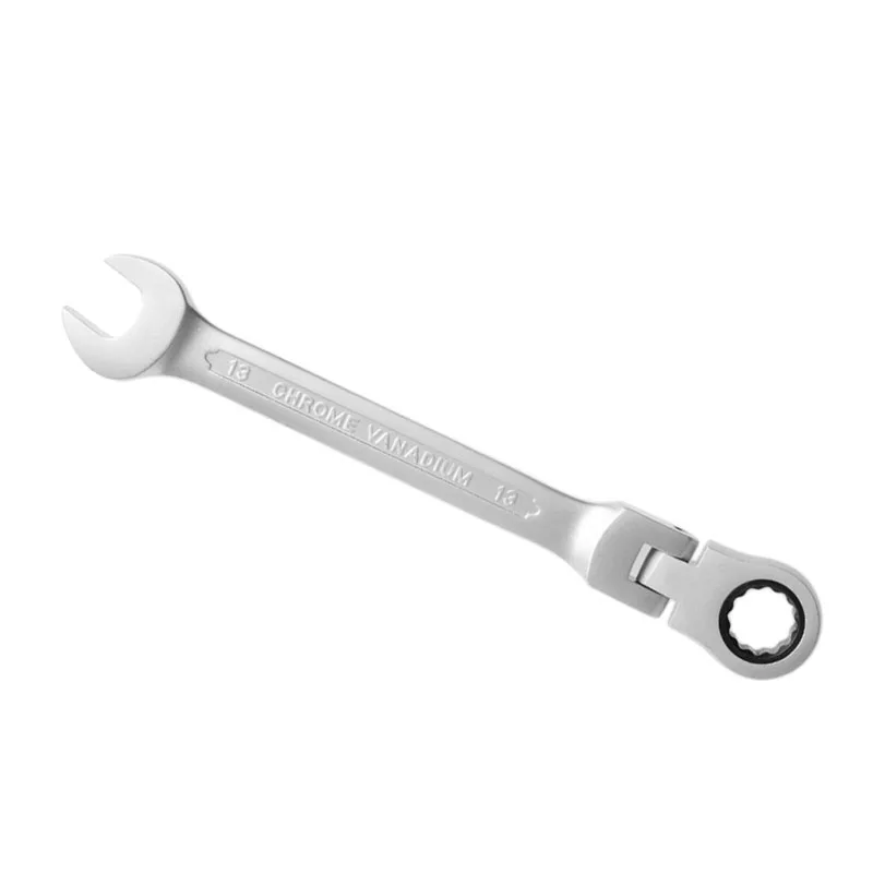 

Chromed Gear Spanner Flexible Head Combination Ratcheting Action Wrench 8-14mm