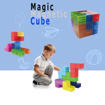

2019 New Arrive 3D Puzzle Assembly Diverse Magnetic Magic Cube Educational Toys for Brain Training- Transparent