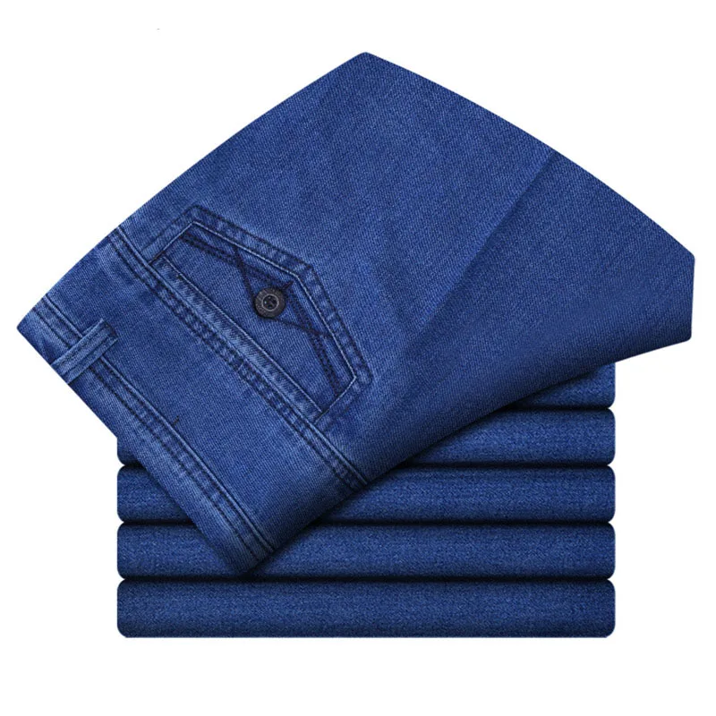 Size 30-45 Men Business Jeans Classic Male Stretch Jeans Plus Size Baggy Straight Men Denim Pants Cotton Blue Work Jeans Men Size 30-45 Men Business Jeans Classic Male Stretch Jeans Plus Size Baggy Straight Men Denim Pants Cotton Blue Work Jeans Men