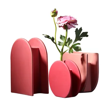 

Geometric nordic ceramic vase creative soft decoration ornaments vases for flowers modern simplicity vase decoration home