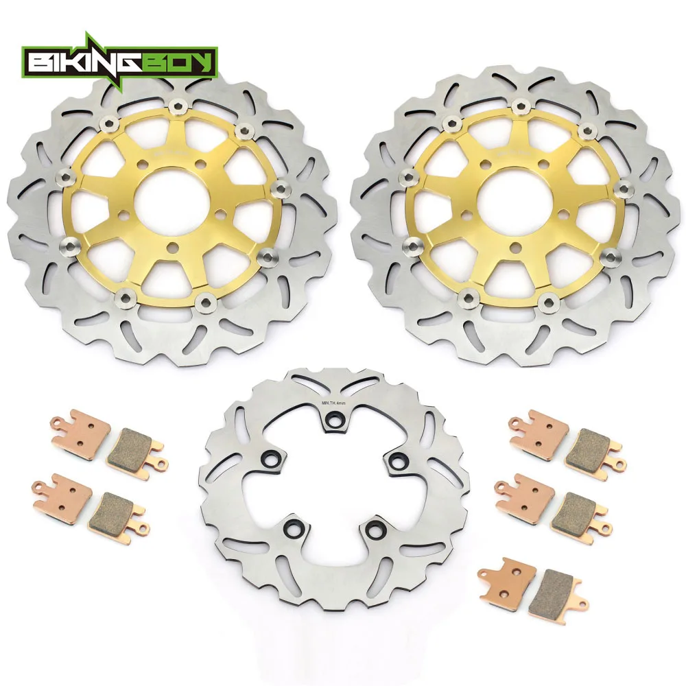Wavy Gold BIKINGBOY для SUZUKI GSXR gsx-r 1000 GSXR1000 GSX-R1000 K3 03 2003 волнистые/круглые передние задние тормозные диски роторы колодки - Цвет: Wavy Gold