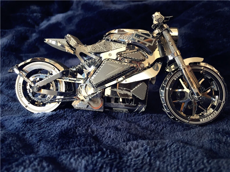 motocicleta, modelo de quebra-cabeça de metal 3d