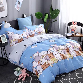 

Thumbedding Cartoon Cat Bedding Set For Girls Cute Fashion Pink Duvet Cover King Queen Full Twin Single Unique Design Bed Set