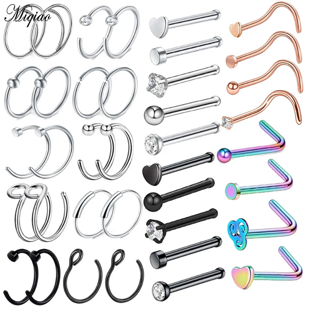 

Miqiao 1set Body Piercing Accessories Stainless Steel Combined Nail Ring New Product Explosion