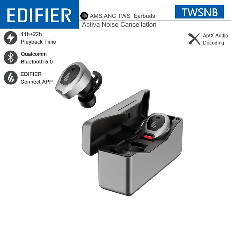 EDIFIER TWSNB Беспроводной Bluetooth наушники активное Шум отмены устройство док станция