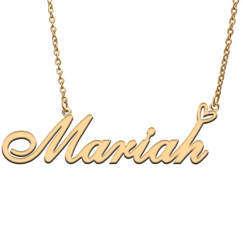 

Mariah Name with Love Heart Necklace for Women Stainless Steel Jewelry Nameplate Pendant Femme Mother Child Girls Gift