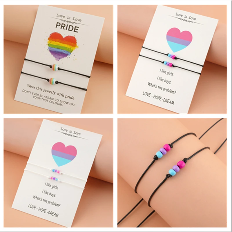 

Bisexual Gay Bracelets LGBT Rainbow Handmade Accessories For Couple Pride Gay Gift