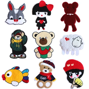 

Cartoon Decorative Sheep Bear Girl Rabbit Pattern Applique Embroidered Patches For DIY Iron on Patch badges on a backpack