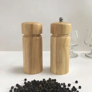 

Bottle Shaped Pepper mill & shaker Set,Rubber Wood , 5 inch high