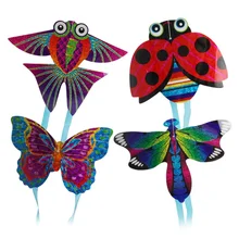 1 шт. открытый Забавный спортивный змей летающие игрушки для детей интерактивная игрушка мультфильм самолет Бабочка Насекомое Мини змеи случайный