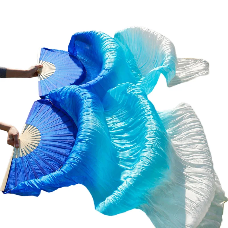 Может быть настроен настоящий шелк/Imiatation шелк 1 пара ручной работы окрашенный шелк танец живота вентиляторы высокое качество реквизит для танцев длинные Fans180x90cm - Цвет: Color8