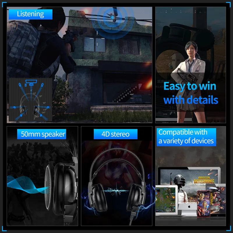 A12 Gaming Headphone 7.1 Channel Stereo Headset with Microphone Noise Cancelling Earphone for PS4/Laptop/PC Tablet Game Headset