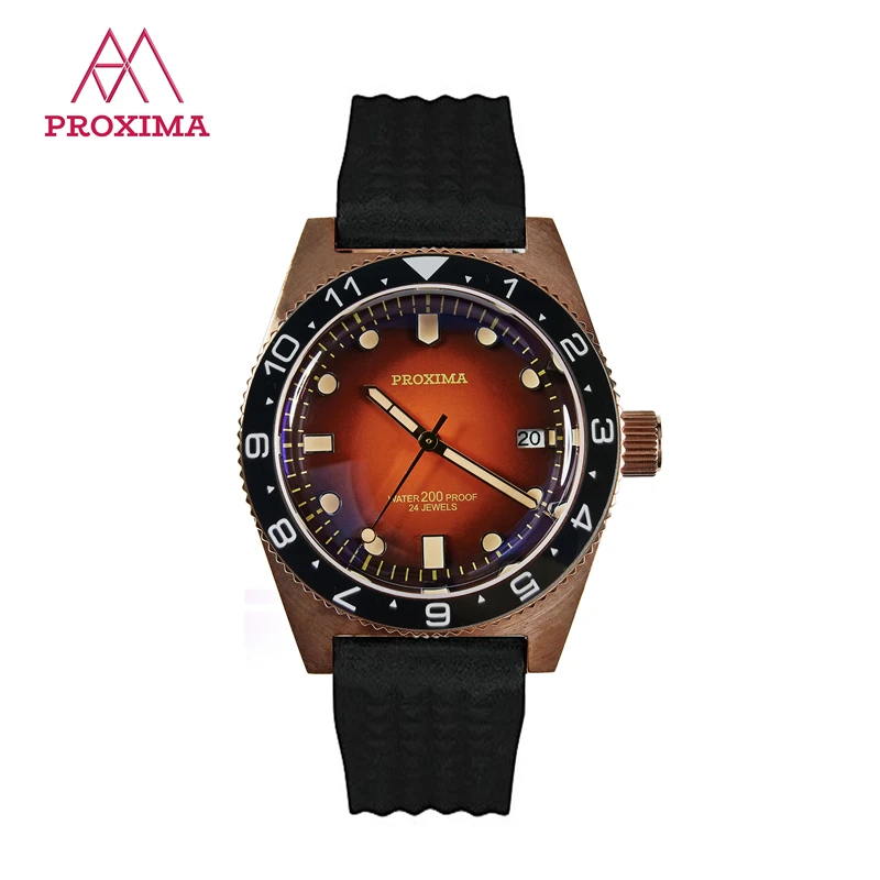 Proxima сапфировые механические часы мужские спортивные Топ бренд Submariner автоматические часы с резиновым ремешком Cusn8 Роскошные наручные часы