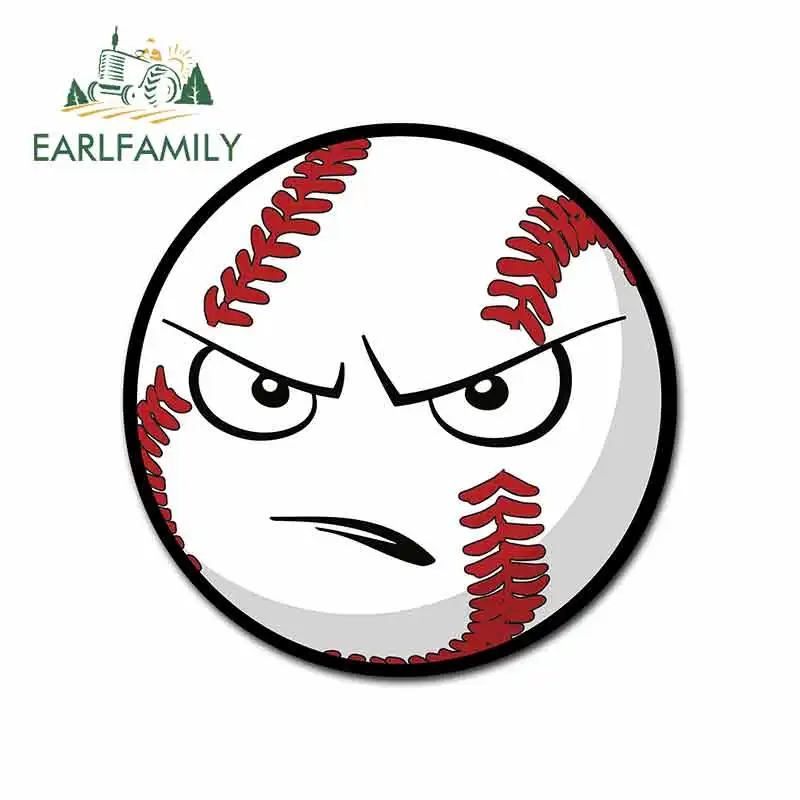 EARLFAMILY 13cm x 13cm for Mission Angry Baseball Circle Sign Funny Car Stickers JDM Trunk RV VAN Car Accessories Vinyl Graphics