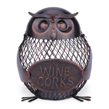 

Tooarts Owl Wesh Winebottle Storage Owl Bottle Cork Organizer Iron art Practical Decoration For Home Wine Holder Crafts