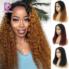 

13x4 Lace Front Human Hair Wigs For Women 4x4 Ombre Lace Closure Wig Remy 13x6 Pre Plucked Brazilian Kinky Curly Wig Racily Hair