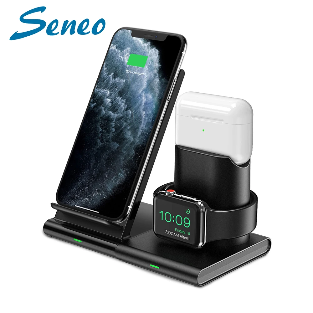 Seneo PA191 Wireless Charger 3 in 1 Magnetic Wireless Charging Stand for iPhone 12 11 Pro Max  Stand for Apple Watch AirPods Pro