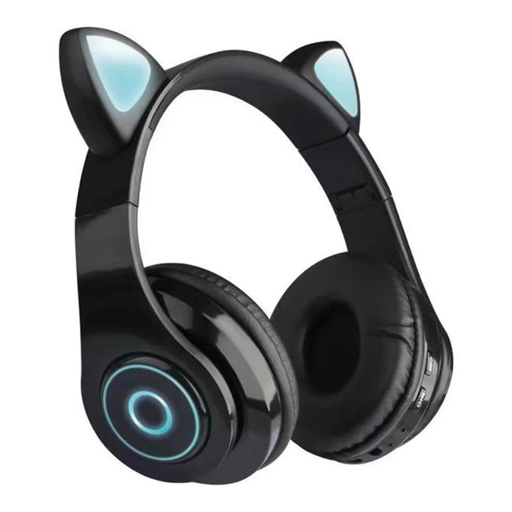 LED Cat Ear Headphones Bluetooth 5 0 Noise Cancelling Adults Kids girl Headset Support TF Card FM Radio With Mic