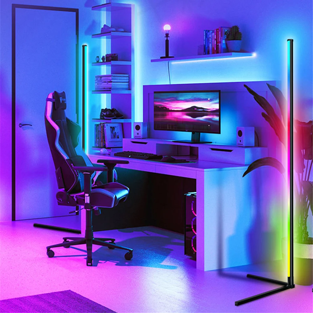 RGB светодиодная напольная лампа украшение для спальни гостиной угловой