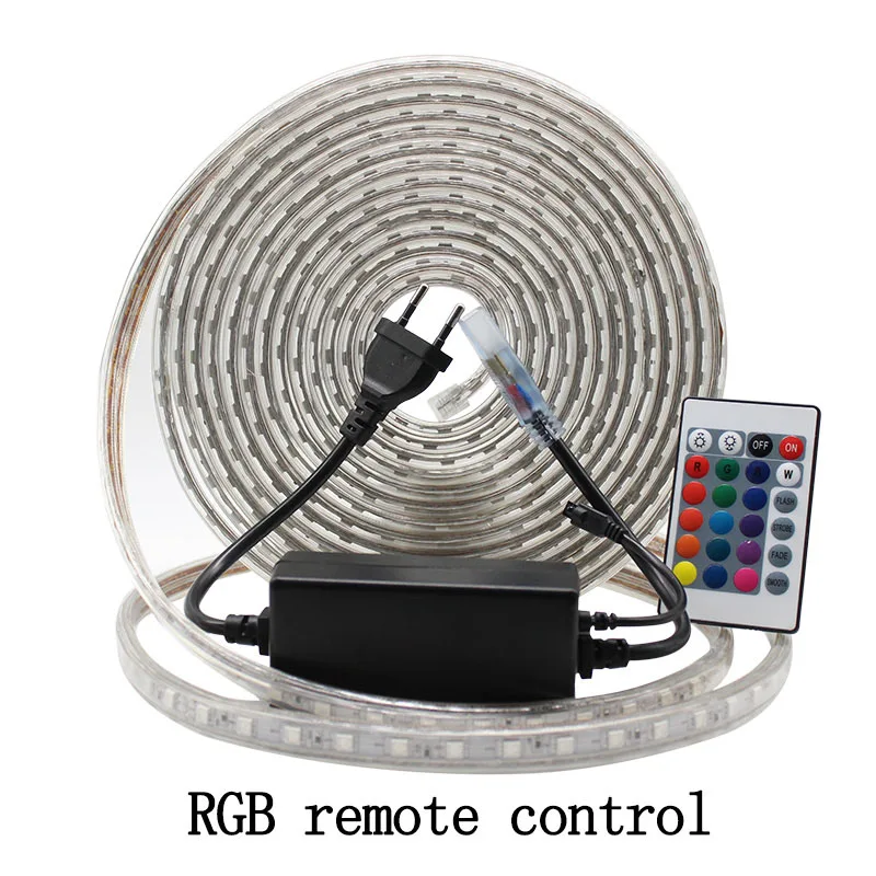 Laimaick RGB светодиодный светильник с пультом дистанционного управления с регулируемой яркостью SMD 5050 Светодиодный ленточный светильник 220 В гибкая лента для дома светильник ing - Испускаемый цвет: RGB With Remote Kit