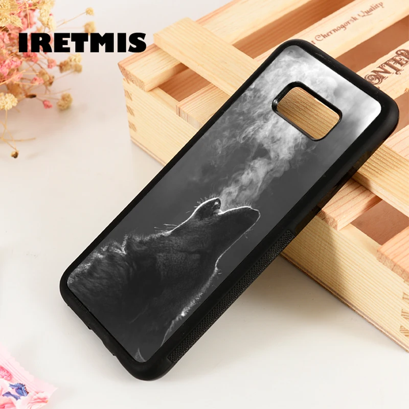 Iretmis S3 S4 S5 Silicone Rubber phone case cover for Samsung Galaxy S6 S7 S8 S9 edge plus Note 3 4 5 8 9 Winter Wolf Howling |