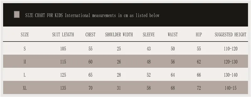 Size Chart For Kids