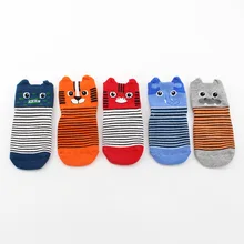 Новые стильные носки для малышей на весну и осень детские носки-тапочки с рисунком из мультфильма Нескользящие хлопковые детские носки